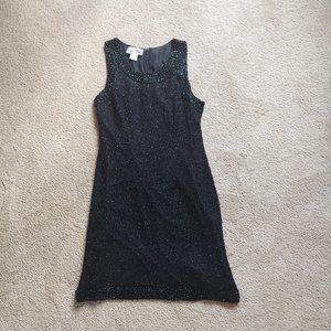 Vintage 1990's Laurence Kazar Black Silk & Sequined Gown